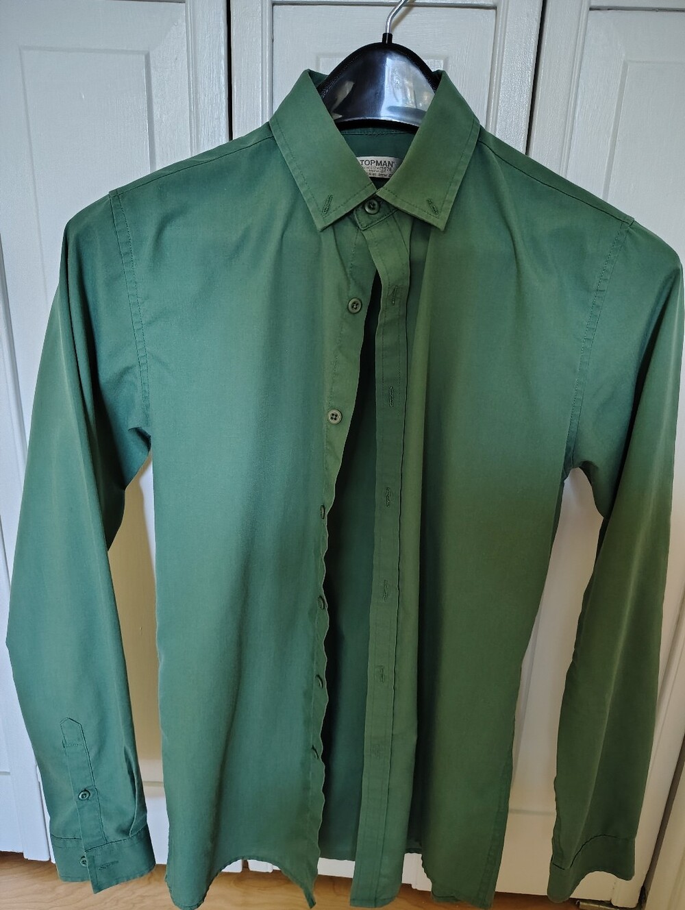 Topman Hunter Green Long Sleeve Button-Up Shirt XS
